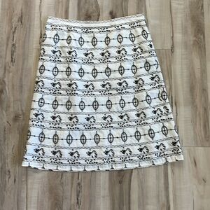 Elegant Brown and Cream Embroidered Patterned Skirt